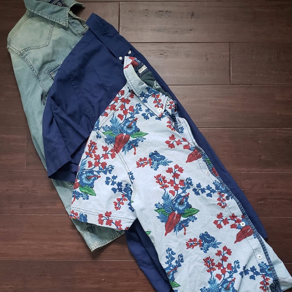 Men's Floral print denim Top